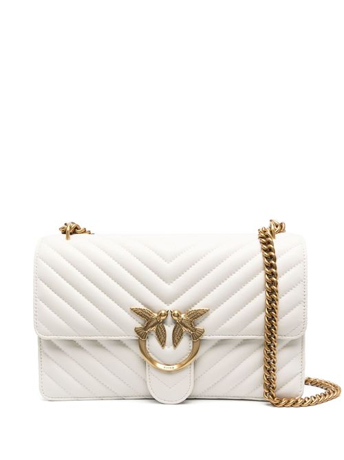 Borsa Classic Love One Chevron bianco oro